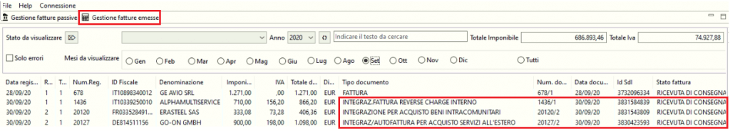 gestione fatture emesse